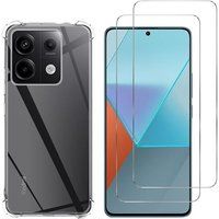 Phonillico® Schokbestendig hoesje voor Xiaomi Redmi Note 13 PRO 5G en 2 schermbeschermer van gehard glas