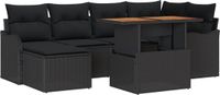 vidaXL Banc de jardin 7 pièces Noir Polyrotin et Acier thermolaqué
