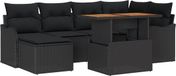 vidaXL Banc de jardin 7 pièces Noir Polyrotin et Acier thermolaqué