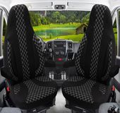 BREMER SITZBEZÜGE Premium Camper stoelhoezen voor Chausson WPL408 in Zwart/Wit (2 losse stoelen)