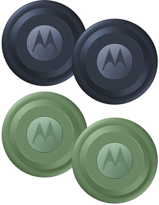 Motorola Moto Tag Smart Tracker, 4-pack (compatibel met Android 9+, Bluetooth 5.4, IP67 waterbescherming, USB-C, ultrabreedband, vinder voor sleutels, bagage UVM), 2 x jade Green + 2 x Starlight Blue