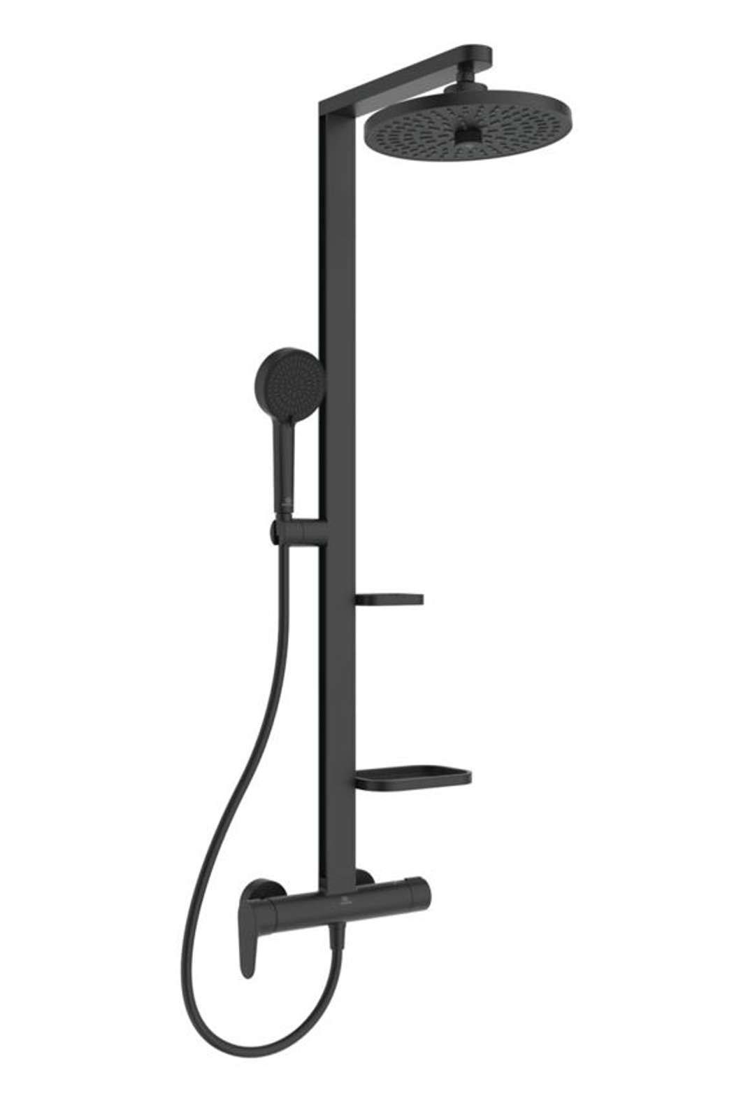 Ideal Standard ALU+ - Doucheset met kraan, diameter 26 cm, 2 stralen, zijde zwart