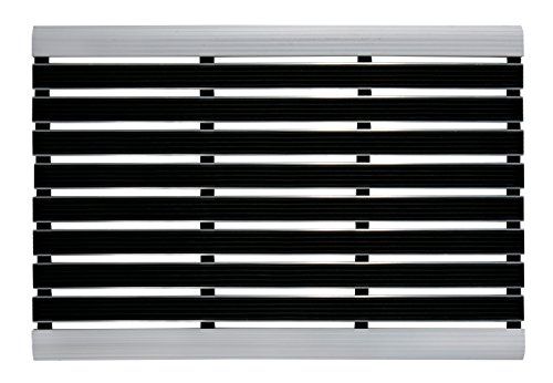 andiamo Exclusive Deurmat Rubberen Mat Aluminium Schoonloopmat Deurmat Zwart, Zacht Rubber/Aluminium, 40 X 60 X 0,8 Cm