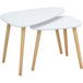 Homcom Lot 2 Tables Basses Gigognes Design Scandinave, Pieds Bois Massif, Plateau Bois Blanc, Meuble Salon Moderne, Table D'Appoint Empilable, Décoration Intérieur