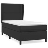 vidaXL Boxspringbed met matras, kunstleer, zwart, 140x190 cm