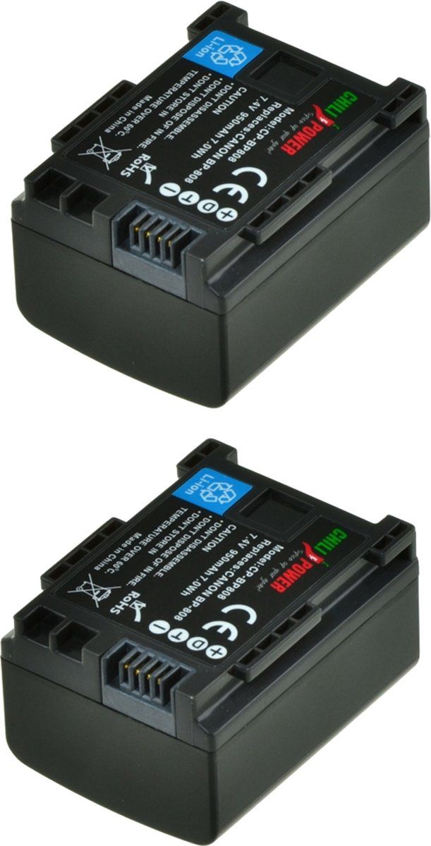 ChiliPower BP-808 / BP-807 accu voor Canon - 950mAh - 2-Pack