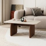 Merkloos Asir - Salontafel - Travertijn en Milano noten - 100 x 60 x 42 cm