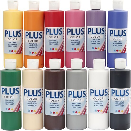 Color Plus acrylverf, klassiek, 12x250 ml