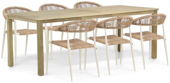 De Laan Projects Tuinset 6 personen 210 cm Aluminium/Rope Taupe