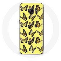 Maniacase Etui voor Samsung Galaxy S7 Edge Vlinders Gele Achtergrond