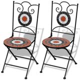 VidaXL Terracotta & Wit Keramisch Terras Stoelen - Set van 2