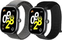 kwmobile Horlogebandjes geschikt voor Xiaomi Redmi Watch 4 / Band 8 Pro - 2 x Nylon Smartwatch bandje in zwart / donkergrijs