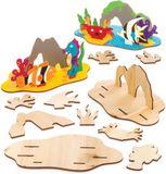 Baker Ross 3D zeedieren tafereel van hout (4 Stuk) Creatieve Knutselset Voor Kinderen