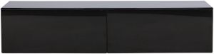 Fristad meuble TV 2 tiroirs mural noir.