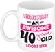 Bellatio Decorations Mok 40 jaar - Roze - Keramiek - 300 ml