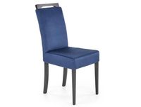 Chaise de salle à manger en velours bleu avec pieds en bois massif