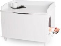 WONDERMAKE® Kattenkast voor kattentoilet groot van hout, kattenbak ladekast XL, design kattenhuis toilet toilet wastafel onderkast voor badkamer, 73,5 x 51,5 x 57 cm, wit