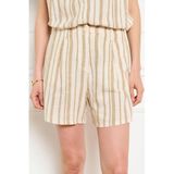 LOLALIZA high waist gestreepte casual short ecru