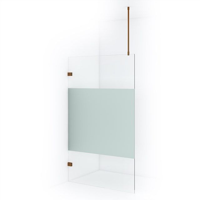 Maxaro Inloopdouche Diamond 110cm 8mm Helder Veiligheidsglas met Matte Strook Koper