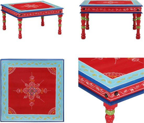 VidaXL Salontafel handbeschilderd massief mangohout rood