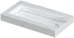 Wastafel INK Pitch Wastafel Keramische Slab Bak met Drain en Front en Side Skirts Zonder Kraangat - 800x450x90 mm - Statuario Glans
