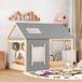 Ropilly Kinderbed 90x200 cm, huisbed met dak en raam, grenenhout en MDF, natuurlijke grijstint