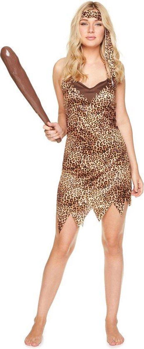 Karnival Costumes Cave Woman Jurkje en Hoofdband - maat XS - bruin