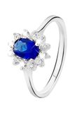 Lucardi Dames Zilveren ring met blauwe zirkonia - Ring - 925 Zilver - Zilverkleurig - 16.50 / 52 mm