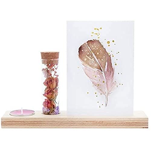 BloomPost BlooMemory Candle - Droogbloemen - Inclusief geurkaars, glazen stolp met droogbloemen + houten standaard - Uniek Brievenbus Cadeau