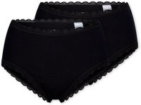 uncover by SCHIESSER Schiesser Uncover 2-Pack Midi Slips Cotton Lace Dames Zwart 3XL