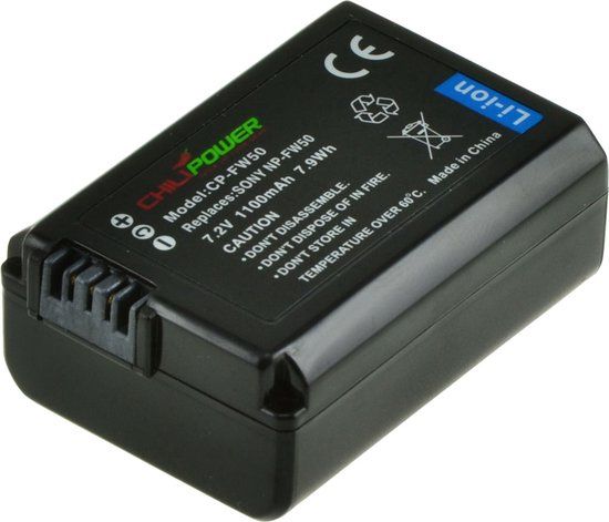 ChiliPower NP-FW50 Accu voor Sony - 1100mAh - Li-Ion