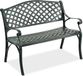 Merkloos Relaxdays Tuinbank - 2 zits - 102 cm - Gegoten Aluminium - Zwart/Donkergroen