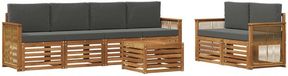 vidaXL Acacia Hout Bank Loungeset 6-zits Naturel et Anthracite