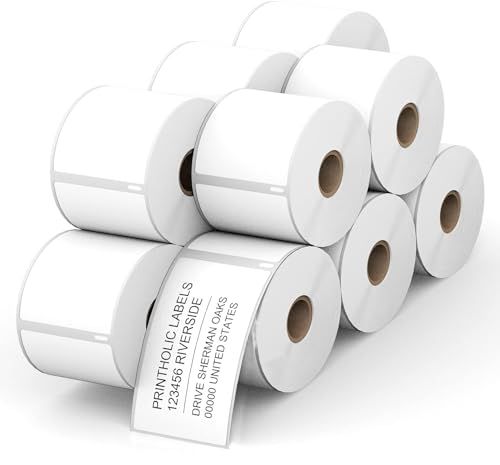Powerwerk - 5 rollen 99014 zelfklevende etiketten compatibel met DYMO, 54 mm x 101 mm, multifunctionele etiketten voor LabelWriter 450-serie en 4XL