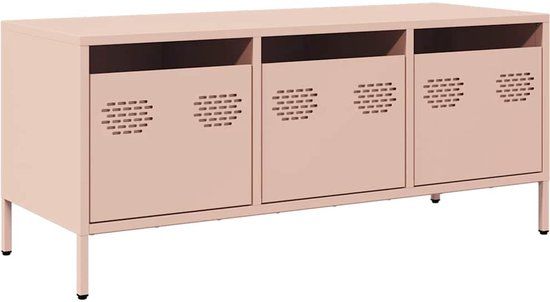 vidaXL Tv-meubel 101,5x39x43,5 cm koudgewalst staal roze