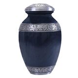 GSM Brands Crematie Urn houdt volwassen menselijke as (extra grote capaciteit) - handgemaakt grafmonument met opvallend blauw ontwerp (13,5 inch hoogte x 7,75 inch breedte)
