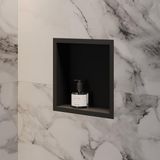 Merkloos / Sans marque Merkloze Matzwarte Inbouw Doucheplank 30x30x10cm RVS
