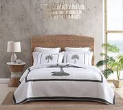 Tommy Bahama | Quilt-100, omkeerbaar, zacht en ademend beddengoed, voorgewassen voor extra zachtheid, katoen, grijs, koningin