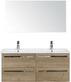 BES LED Seville Badmeubelset 120 cm - 4 Laden Natuur Eiken - Keramische Wastafel Wit Enjoy met Spiegel