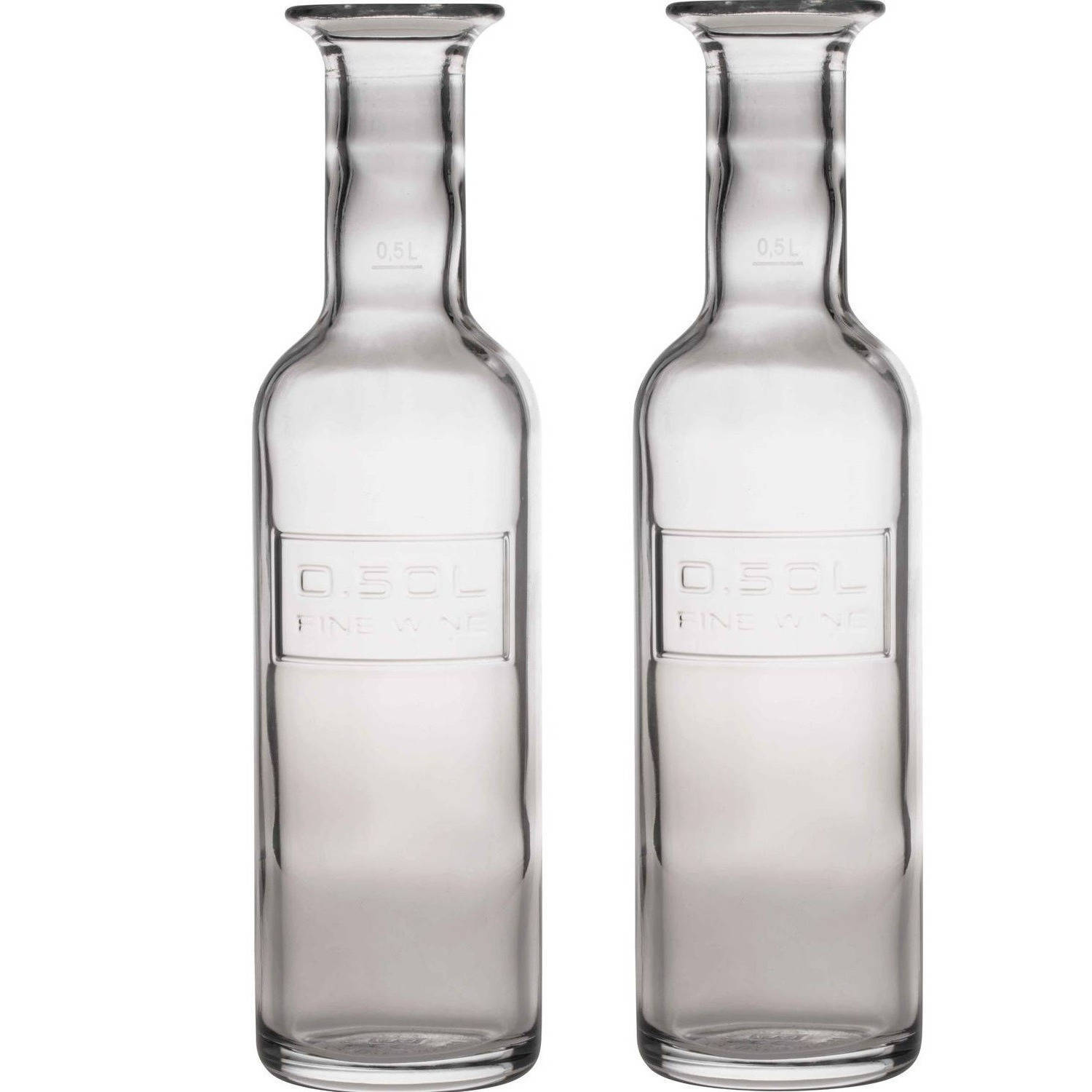 BORMIOLI ROCCO 2x Glazen water karaffen van 500 ml Optima- Sapkannen/waterkannen/schenkkannen