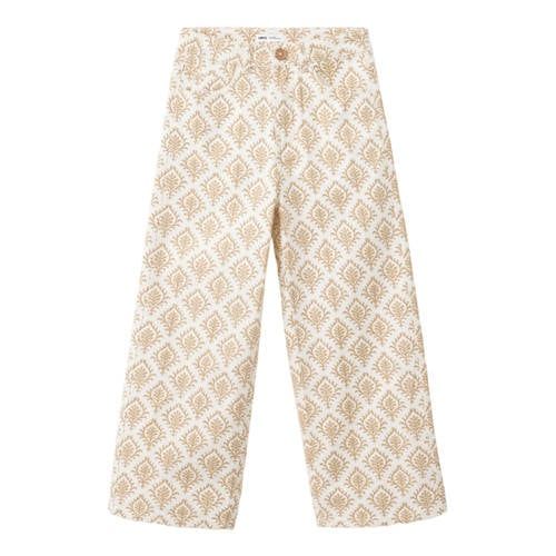 Mango Kids wide leg jeans met print - oker