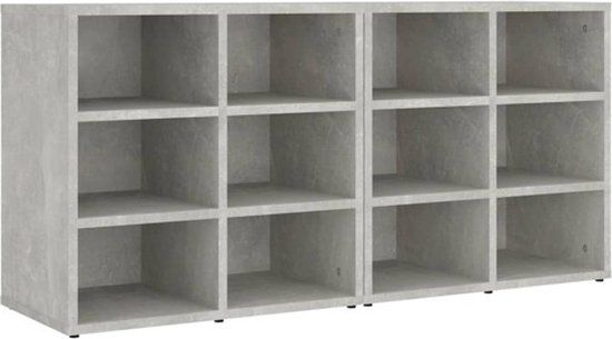 vidaXL Schoenenkasten - Set van 2 - Betongrijs