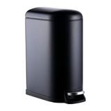Relaxdays pedaalemmer 10L, kunststof binnenemmer, softclose, zwart, 39x18.5x31.5 cm