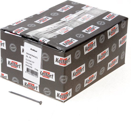 Kelfort draadnagel plat geruite kop blank 3.5 x 65mm 5kg