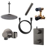 Boss & Wessing Inbouw Regendouche Set Cemal Rechthoek Plafonduitloop Gunmetal PVD Coating