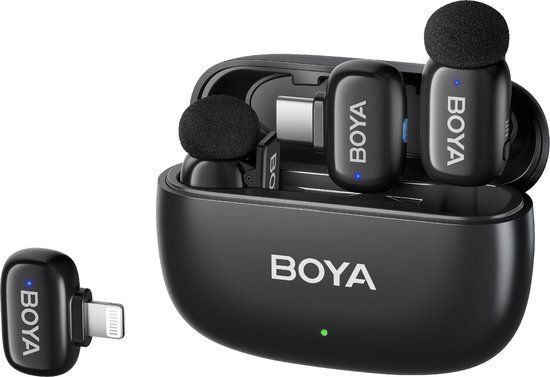 Boya MINI 12 - 2.4 GHz Ultra-Mini Draadloze microfoon 2TX-2RX, zwart