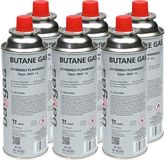 Merkloos Aansteker gas/butaan gasfles - 6x - 250 ml - Grijs - Metaal - Butaan