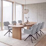 Mendler Set van 6 eetkamerstoelen HWC-Q37, draaibare keukenstoel met automatische terugdraaimechanisme, stof (680g/m²) chenille, gecertificeerd, metalen frame, kleur: lichtgrijs