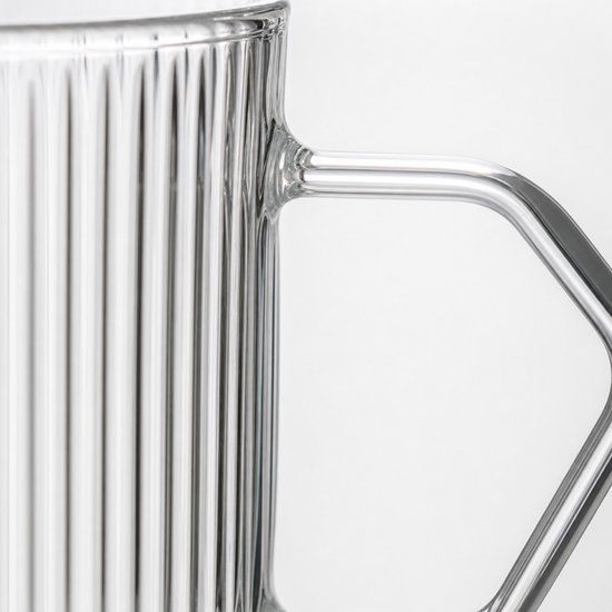CHiATO Gegroefd latte glas met oor, 320 ml – Transparant