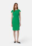 Comma - Robe - Émeraude - Manches longues - Droite - Viscose/Polyester